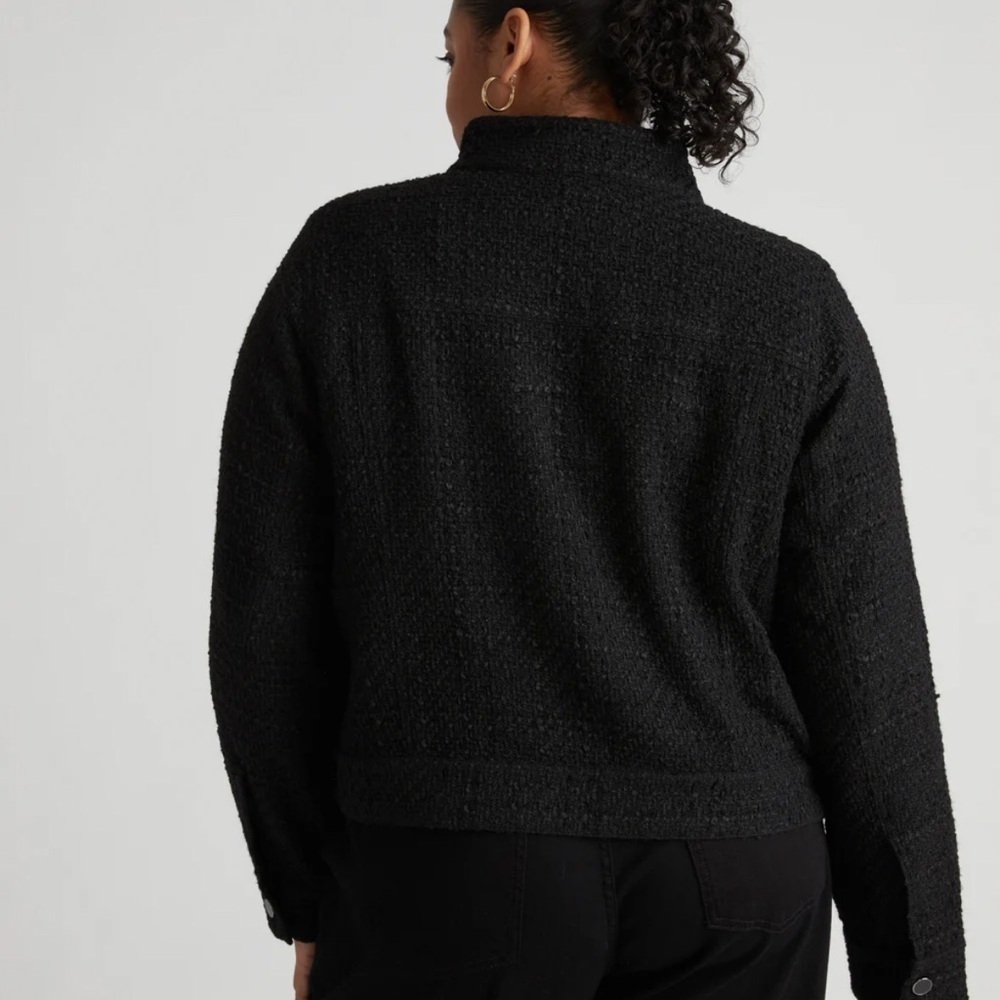 NEW! House of Harlow 1960 Tweed Jacket/Raw Hem/ Snap Front/Front Pockets/Black - Picture 5 of 15